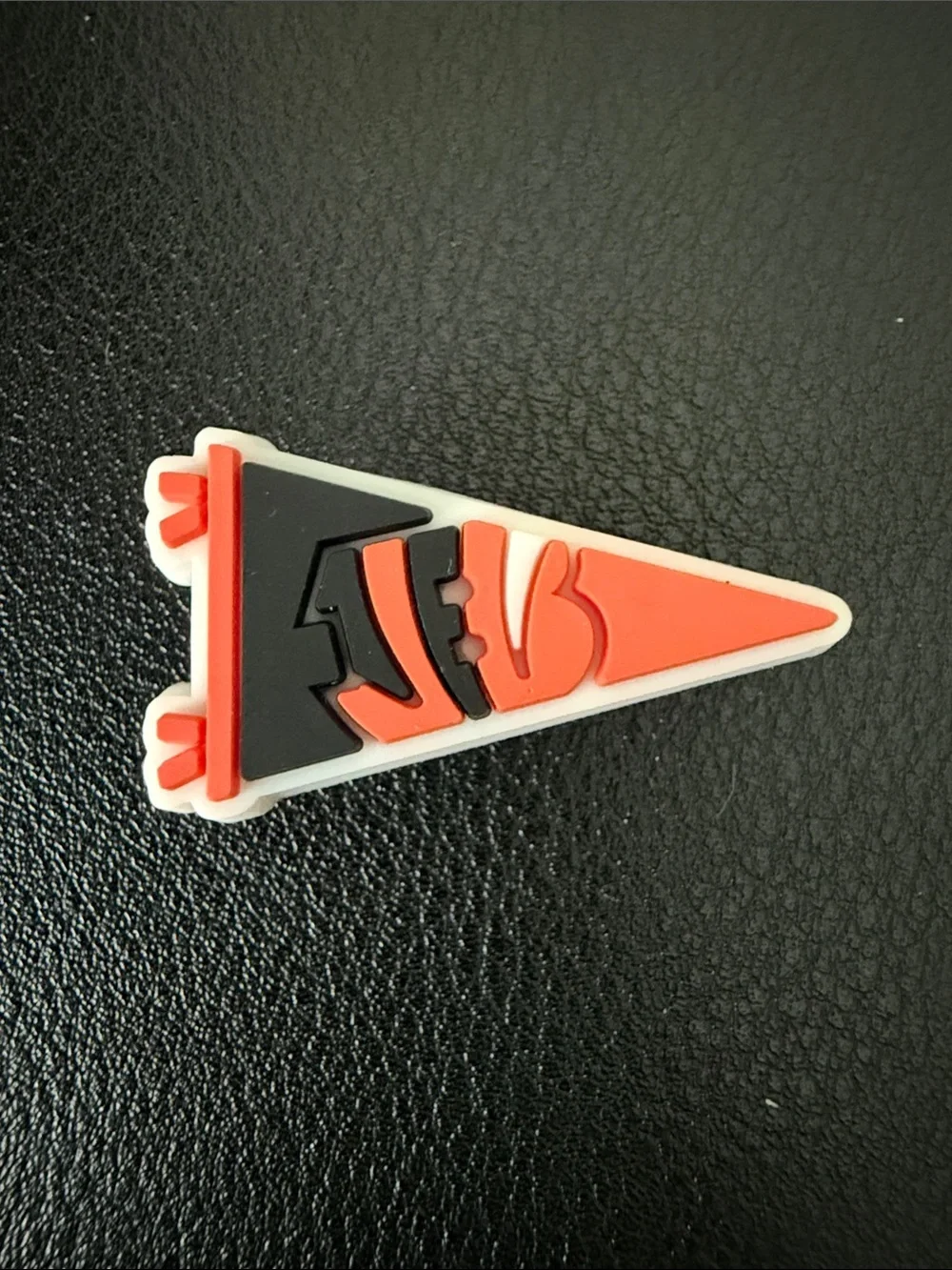 Kids Orange and Black Pennant Shoe Charm - bengals